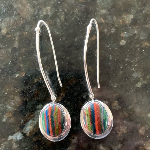 Jay King Sterling Rainbow Calsilica Earrings